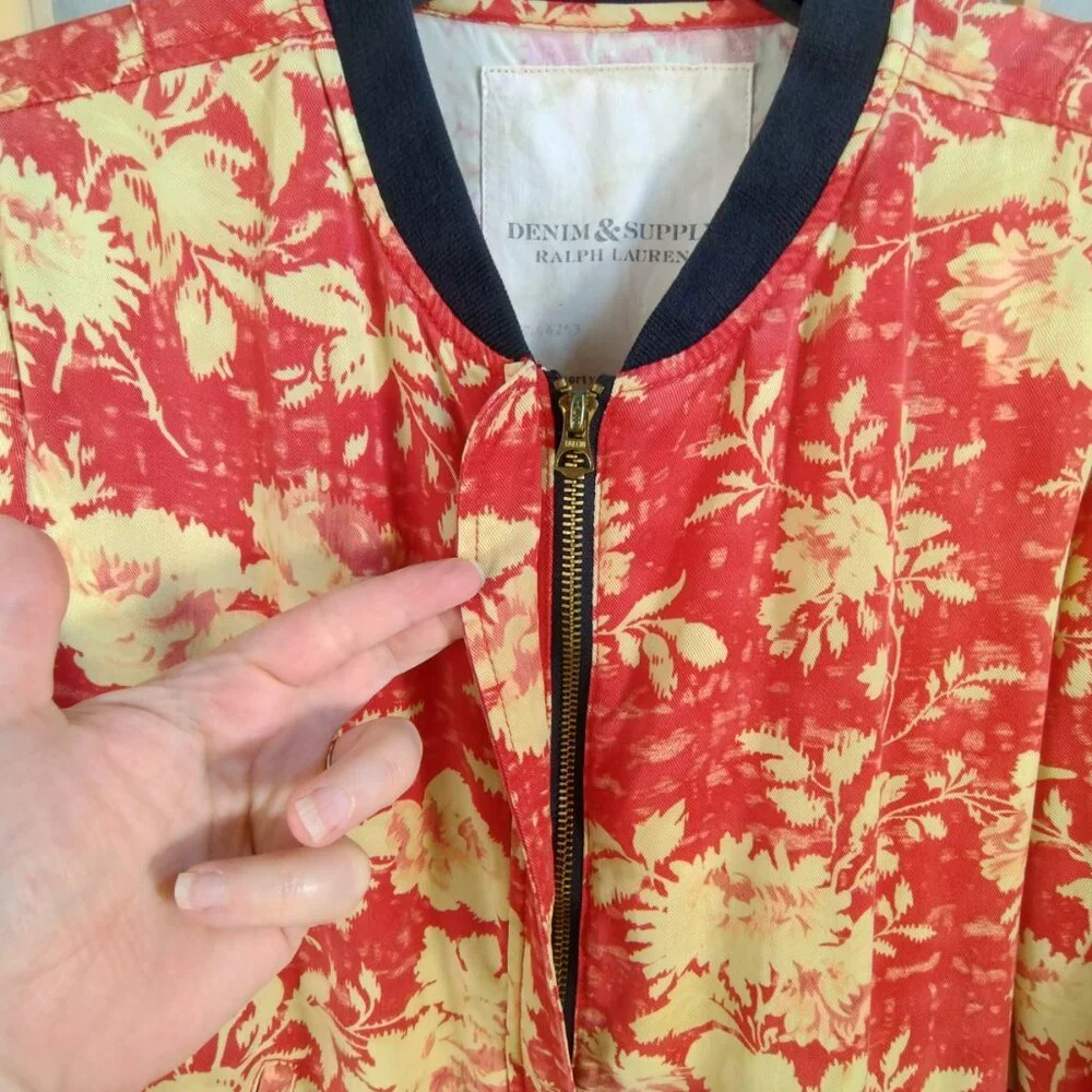 Denim & Supply Ralph Lauren Floral Bomber Jacket Size L - Picture 4 of 10